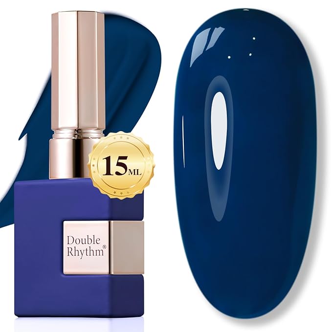 Double Rhythm 0.5Oz Navy Blue Gel Polish Sheer Neutral Natural Light Milky Same Color Same Bottle 15ML Jelly UV Nail Art DIY at Home (Navy Blue-A1107)-BrightBean Baby