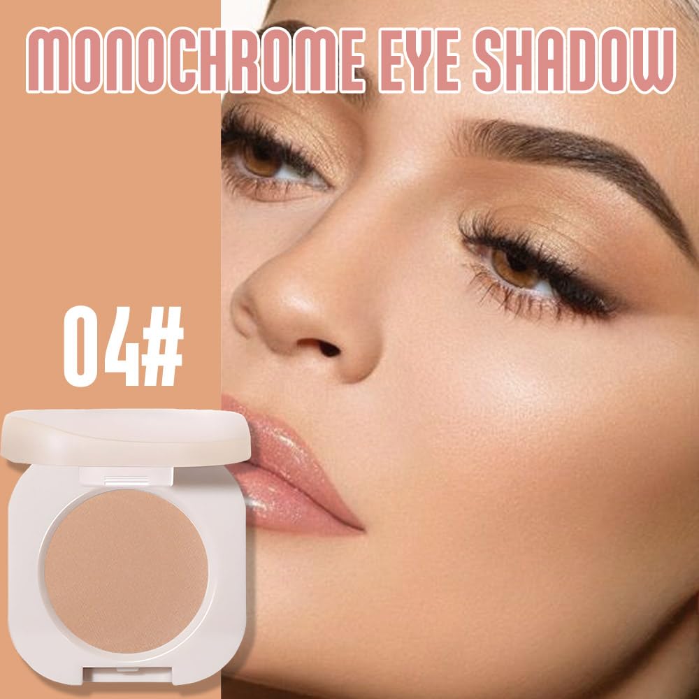 Monochrome Matte Eyeshadow, Brown Eye Shadow Makeup, Neutral Matte Pressed Powder,Single Vegan Eyeshadow, Highly Pigmented Natural Eyeshadow Palette,Single Long Lasting Nature Eye Make 04#-BrightBean Baby