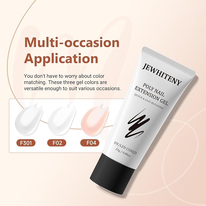 JEWHITENY Poly Extension Gel Nail Set Clear White Pink Poly Nail Gel With Slip Solution Base Coat Top Coat French Manicure for Finger Art and Home DIY Need U V Lamp Curing-BrightBean Baby