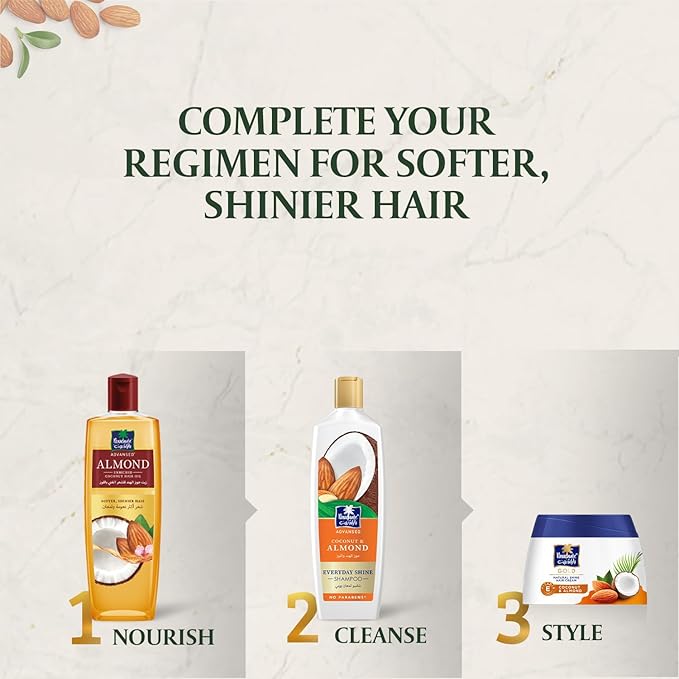 Parachute Advansed Almond Hair Oil with Coconut|For Soft & Silky Hair| Boosts Shine & Softness| No Parabens & Silicones| All Hair Types| 6.7 fl.oz-BrightBean Baby