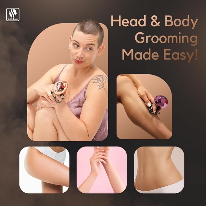 Skull Shaver Butterfly Kiss Pro (Rose Gold): Best Electric Shaver for Bikini, Leg, Body Shaving-BrightBean Baby