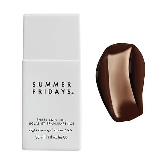 Summer Fridays Sheer Skin Tint - Skin Tint with Hyaluronic Acid - Helps Diminish Uneven Skin Tone - Sheer to Light Coverage - Shade 10 - Rich Deep with Neutral Undertones (1 Fl Oz)-BrightBean Baby