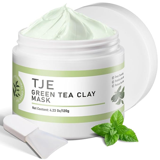 TJE Green Tea Clay Mask, Green Tea Cleanse Face Mask, Deep Pore Cleansing Mask, Moisturizing & Purifying, Remove Blackheads & Acne for All Skin Types-BrightBean Baby