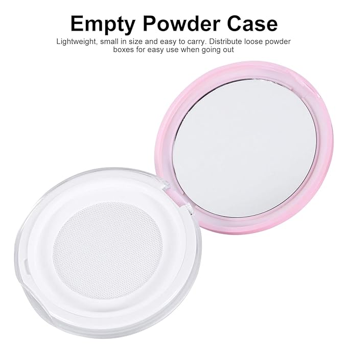 Powder Puff 2pcs Loose Powder Containers with Elasticated Net Sifter, Mirror and Puff 5g Loose Powder Compact Case Case for DIY Makeup and Travel () Cushion Foundation-BrightBean Baby
