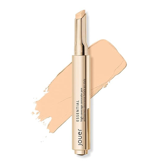 Jouer Essential High Coverage Concealer Pen - Under Eye Concealer for Dark Circles - Brightening Makeup for Eye Circles - Color Corrector Eye Primer with Hyaluronic Acid and Vitamin E-BrightBean Baby