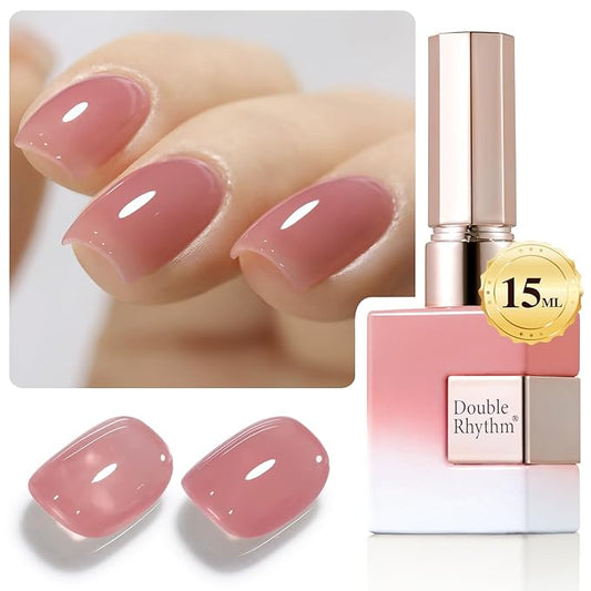 Double Rhythm 0.50 OZ Translucent Gel Polish Same Color Same Bottle Sheer Pastel Neutral Natural Milky 15 ML Jelly UV Nail Art DIY at Home (Pale Purple Pink-A1495)-BrightBean Baby