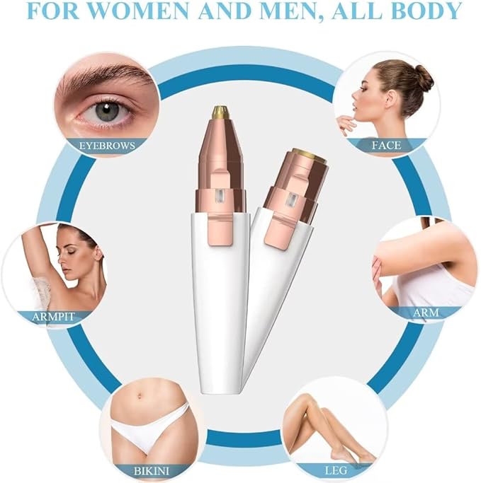 Eyebrow Razor,Facial Hair Removal for Women, (USB Rechargeable), 2 in 1 Eyebrow Trimmer and 100% Painless Hair Remover with Light for Nose, Lips, Face, Body