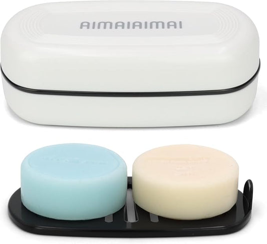 Shampoo Bar Holder Travel Case, Large Soap Holder for 5 oz/10 oz Oversized Bars, Durable & Versatile Storage Soap Container with Drainage Layer (1 Pack, White Style A-Large)-BrightBean Baby