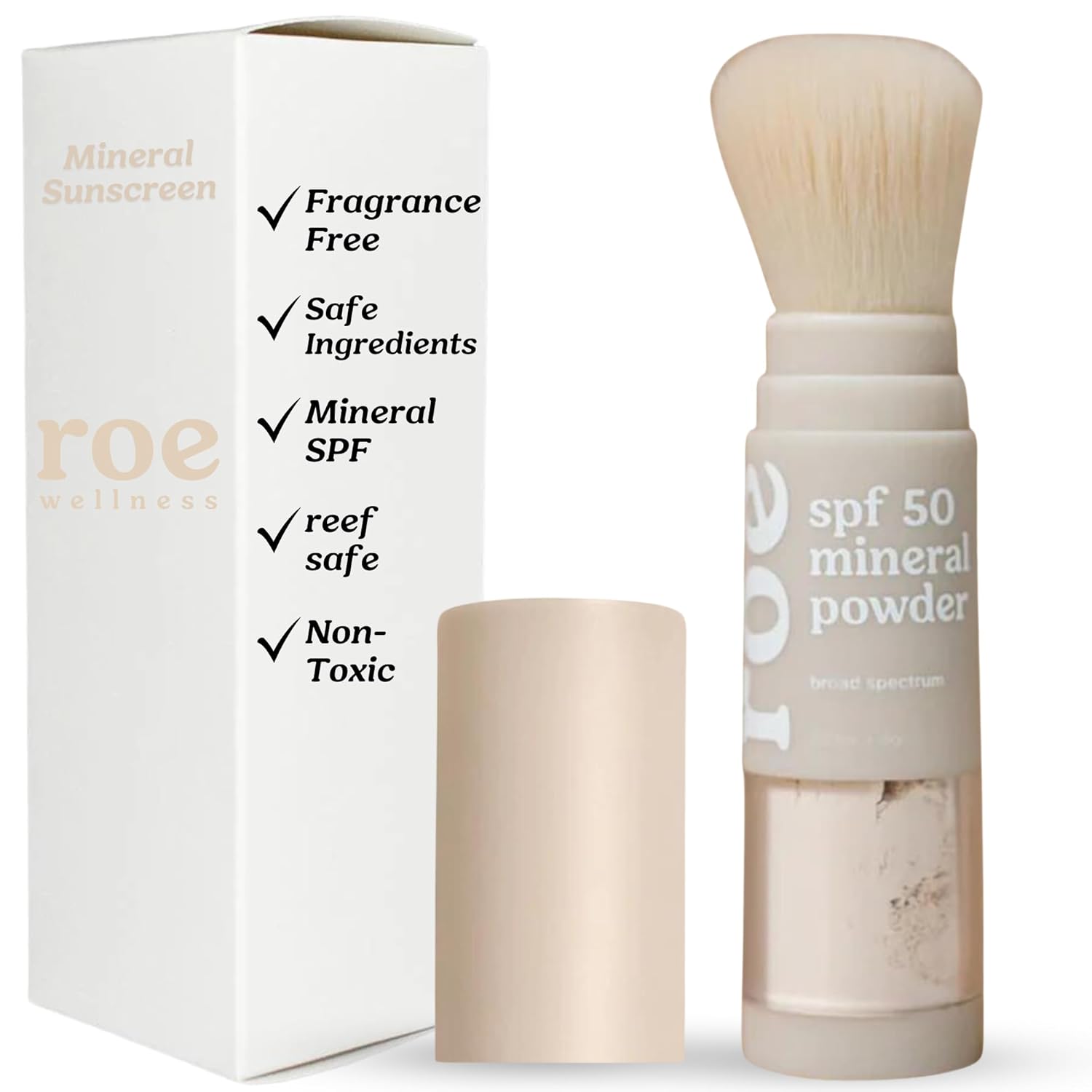 Roe Wellness- Kids SPF 50 Brush On Mineral Sunscreen Powder EWG, Reef-Friendly, Easy to Apply for Kids, Babies & Parents-BrightBean Baby