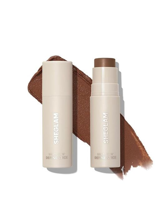 SHEGLAM Snatch 'n' Define Cream Contour Stick Long Lasting Highly Pigmented Sweat Proof Face Bronzer Makeup - Camel Suede-BrightBean Baby
