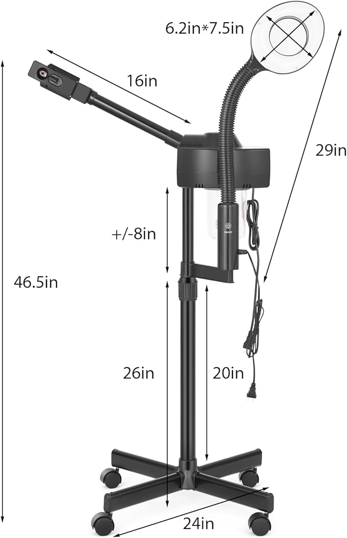 Professional Facial Steamer 2 in1 Steamer for Face 5X LED Magnifying Lamp Facial Steamer for Esthetician Beauty Face Equipment Use at Home or Salon（Black）-BrightBean Baby