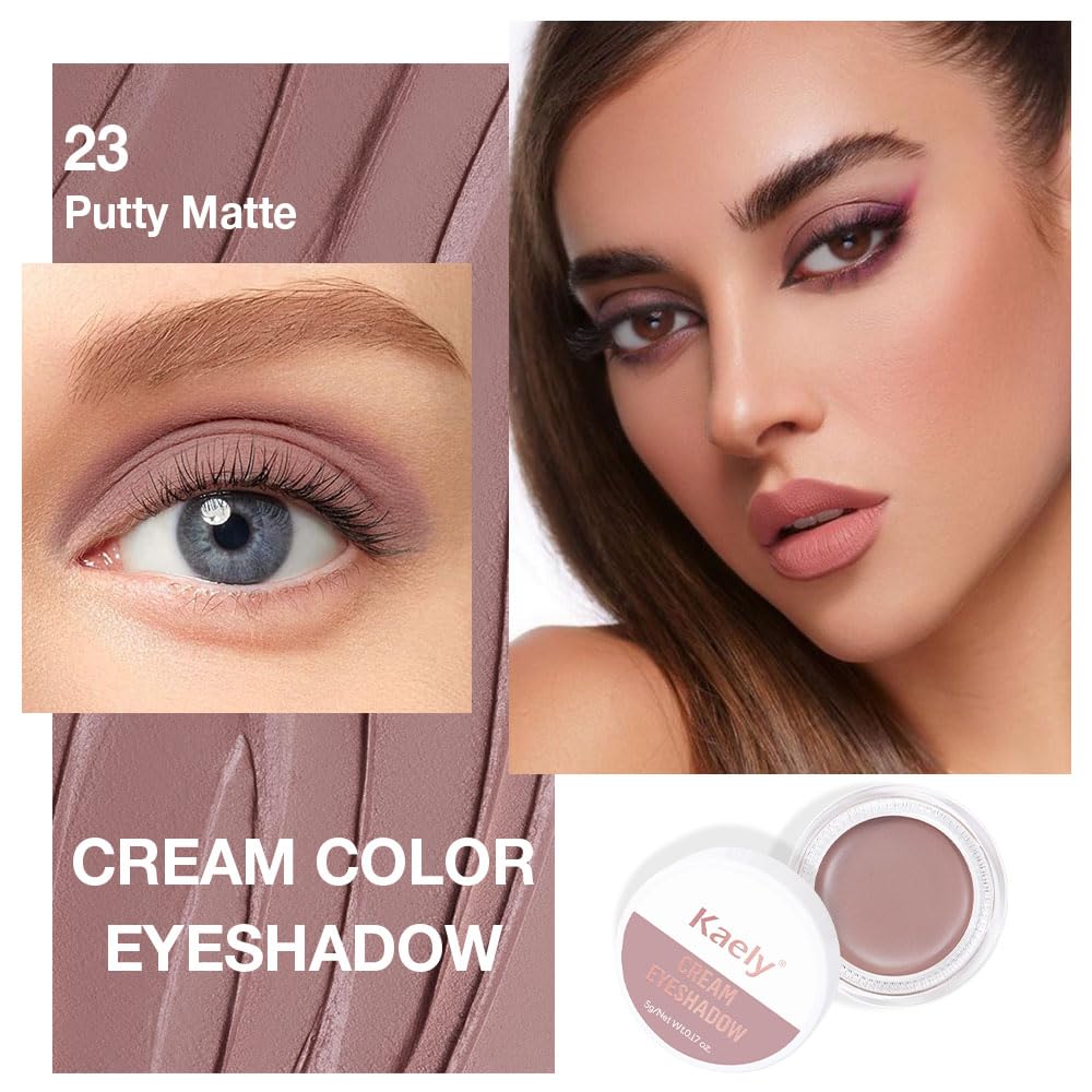 Kaely Single Cream Eyeshadow Pot, Putty Matte Eye Shadow for Older Women High Pigmented Waterproof, Natural Eyeshadow Palette Makeup Brightener, sombras en crema para ojos, Blendable, 23-BrightBean Baby