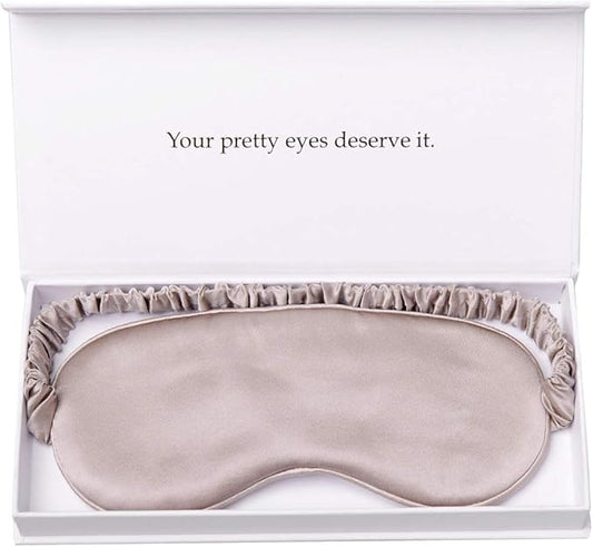 Silk Sleep Mask Light Blocking Luxury 100% Mulberry 19mm Silk Eye Mask Eye Cover Blindfold Ultra Soft Light & Comfy Anti Aging Skin Care with Travel Bag Gift Package-BrightBean Baby