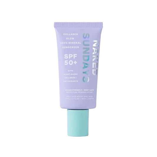 Naked Sundays SPF 50 Daily Facial Moisturizer, All-in-one Mineral Sunscreen, Face Lotion, Makeup Primer with Broad Spectrum UVA/UVB + Zinc Oxide, 50ml-BrightBean Baby