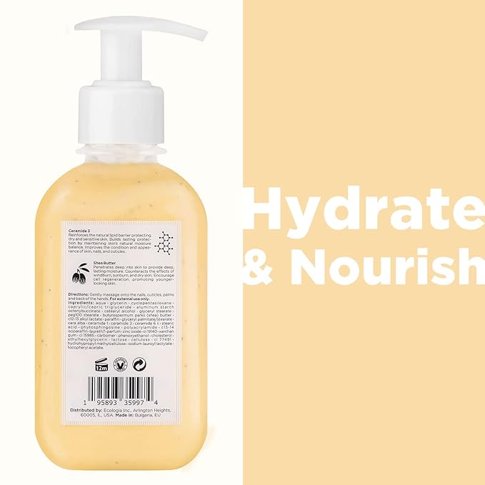 Moisturizing Hand Cream for Dry, Cracked Hands, Nails and Cuticles - 8.5 fl. oz. - Anti-Aging Skin Moisturizer with Vitamin E, Shea Butter, and Ceramides-BrightBean Baby