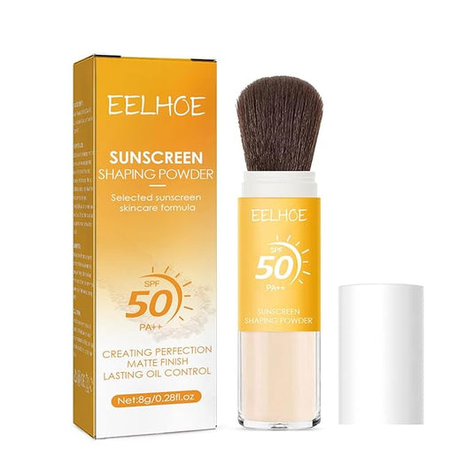 Mineral Sunscreen Setting Powder, Mineral Brush Setting Face Powder Makeup SPF 50 PA++ for All Skin, Oil Control Lightweight Breathable Concealer Brush Powder, Matte Smooth Translucent Face Powder-BrightBean Baby