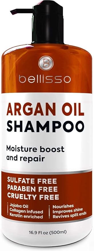 Argan Oil Shampoo - Sulfate Free with No Parabens - Moroccan Botanicals for Women and Men - Professional Moisturizing, Anti Frizz, Hydrating Solution for Dry, Wavy, Curly and Color Treated Hair-BrightBean Baby