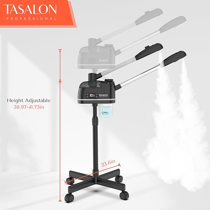 TASALON 2 in 1 Professional Facial Steamer on Wheels -with Ozone and Hot & Cold Mist, Ionic Facial Steamer Kit for Facial Deep Cleaning and Moisturize, SPA & Home, Ozone Face Humidifier - Black-BrightBean Baby