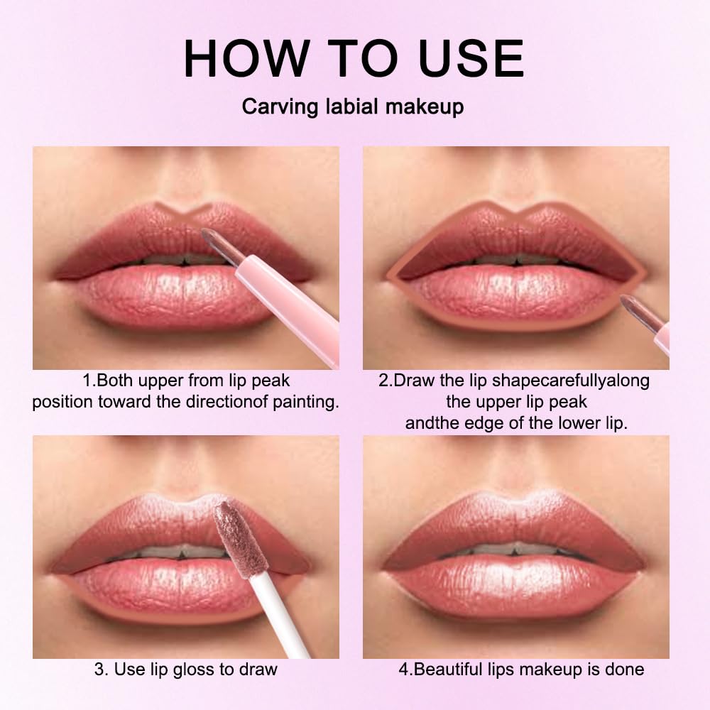 Kaely 2-in-1 Bronze Gold Metallic Lipstick and Lip Liner, Shimmer Liquid Metallic Lipsticks for Women, Glitter Lip Gloss Stain Long Lasting Waterproof Smudge Proof 24 Hour, Vegan Makeup, 14-BrightBean Baby