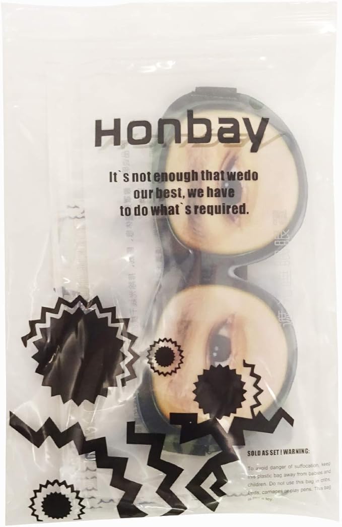 Honbay 3D Funny Eyeshade Soft Sleep Eye Mask with Adjustable Head Strap for Travel, Game, Party, Rest, Sleeping, etc (for Man) Black-BrightBean Baby