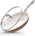 KOCH SYSTEME CS 10 Inch Nonstick Frying Pan with Lid - Ceramic Non Toxic Brown