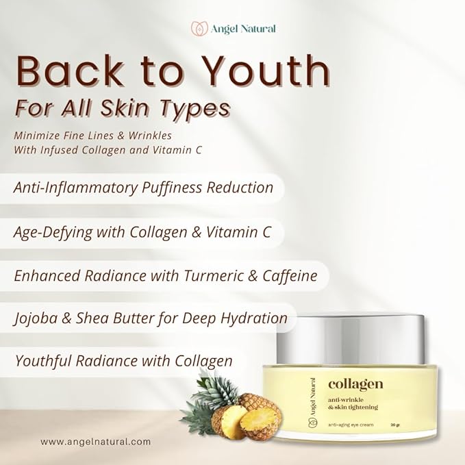 Anti-Aging Eye Cream with 5% Collagen and 5% Vitamin C, Reduce Dark Circles & Puffiness, Fine Lines and Wrinkles, Caffeine, Korean Skin Care, 0.7 Fl Oz-BrightBean Baby