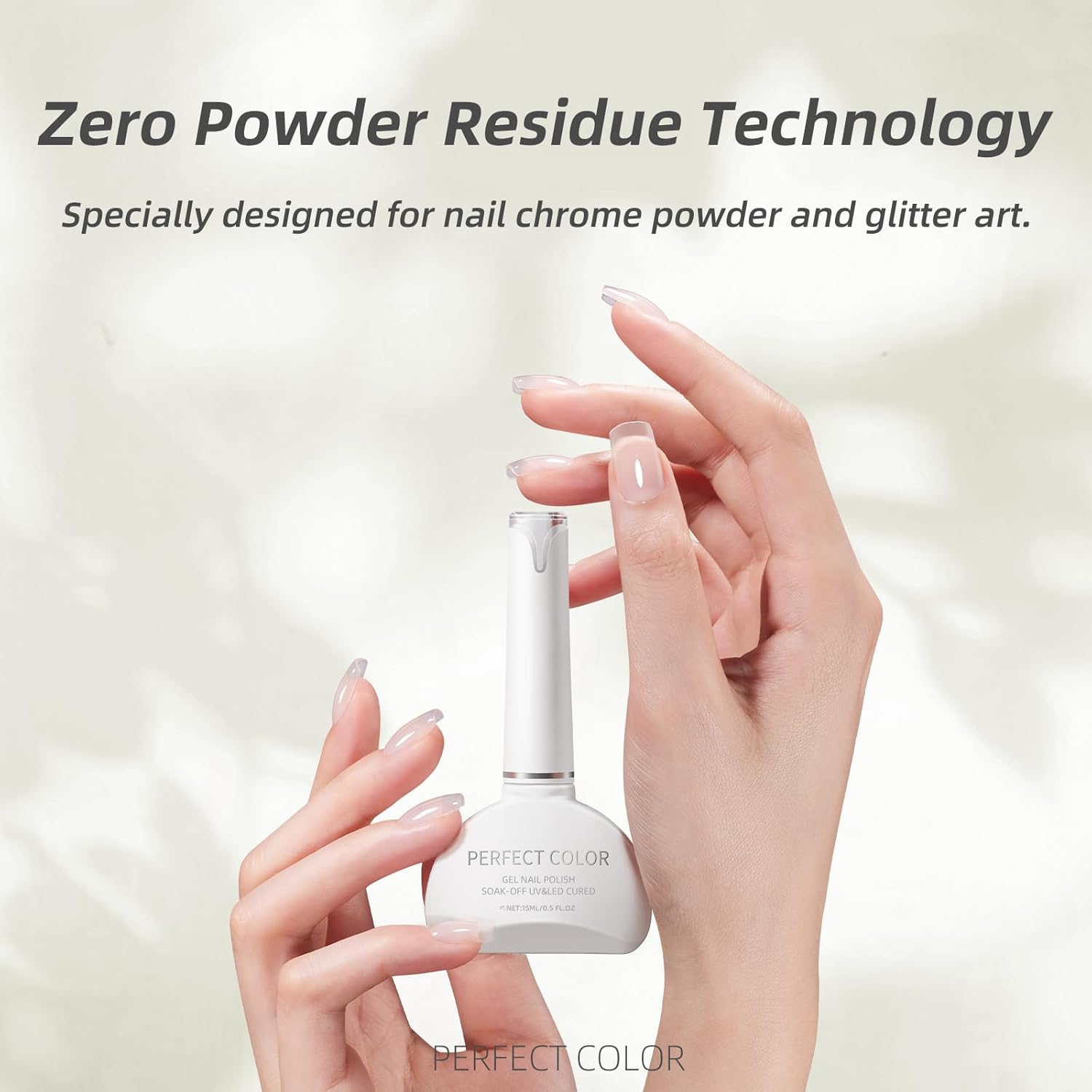 PERFECT COLOR Chrome-Proof Matte Top Coat, UV/LED Cured Gel Nail Polish, Anti-Stick Long-Lasting Formula, 0.5 Fl Oz-BrightBean Baby