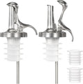 3-in-1 Liquor Bottle Pourers with Speed Spouts, Automatic Sealing Spout with Built-in Caps - Dishwasher Safe, Alcohol Speed Spouts - 2PCs with 2 Adapters (Glossy version)