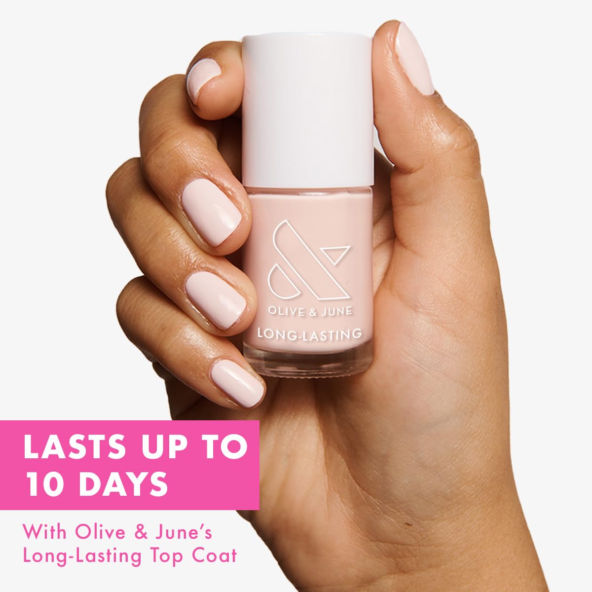 Olive & June Long Lasting Nail Polish | Plump Gel-Like Finish No Lamp Needed | Lasts up to 10 days | Salon-Quality Color at Home | 15-Free, Vegan & Cruelty-Free Chip-Resistant Shine | GH Baby Pink-BrightBean Baby