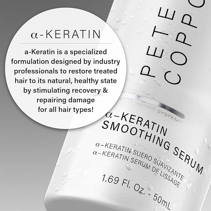 Peter Coppola a-Keratin Smoothing Serum - Lightweight Serum Adds Shine & Moisture To Frizzy And Damaged Hair - Hair Repair Serum With Argan Oil Conditions & Hydrates Frizz & Split Ends 1.69 oz-BrightBean Baby