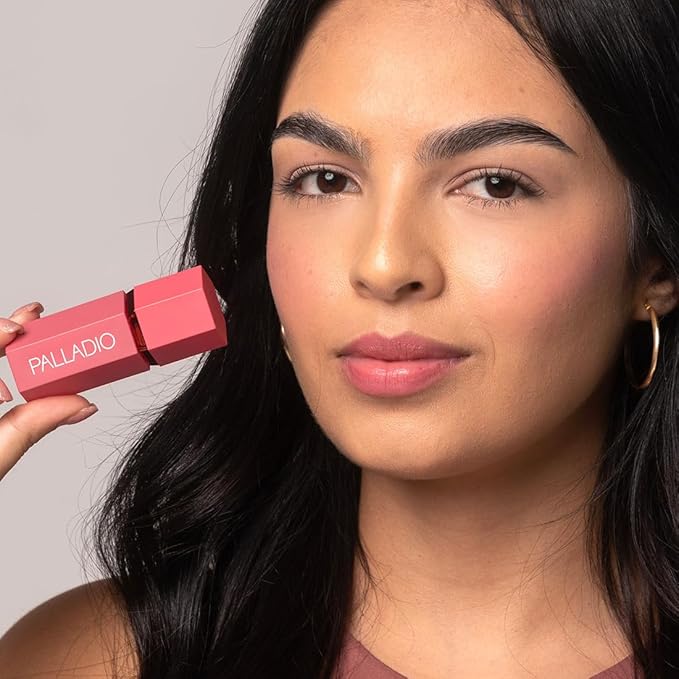 Palladio Liquid Blush for Cheeks & Lips 2-in-1 Makeup Face Blush, Weightless Cream Formula, Smudge Proof Long-Wearing Pigmented Blush, Natural Look Makeup Face Blushes, Dewy Finish, Cool Pink-BrightBean Baby