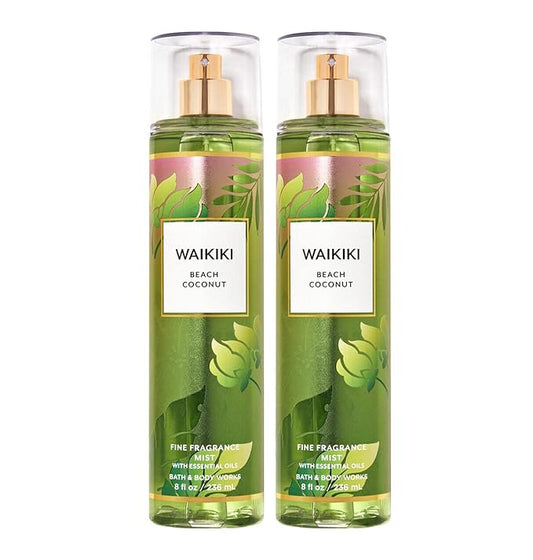 Bath & Body Works and Waikiki Beach Coconut Fine Fragrance Spray Mist Perfume Gift Set - Value Pack Lot of 2 (Waikiki Coconut), 4 Ounce (Pack 2), 8.0 fluid_ounces, 1.15 pounds-BrightBean Baby