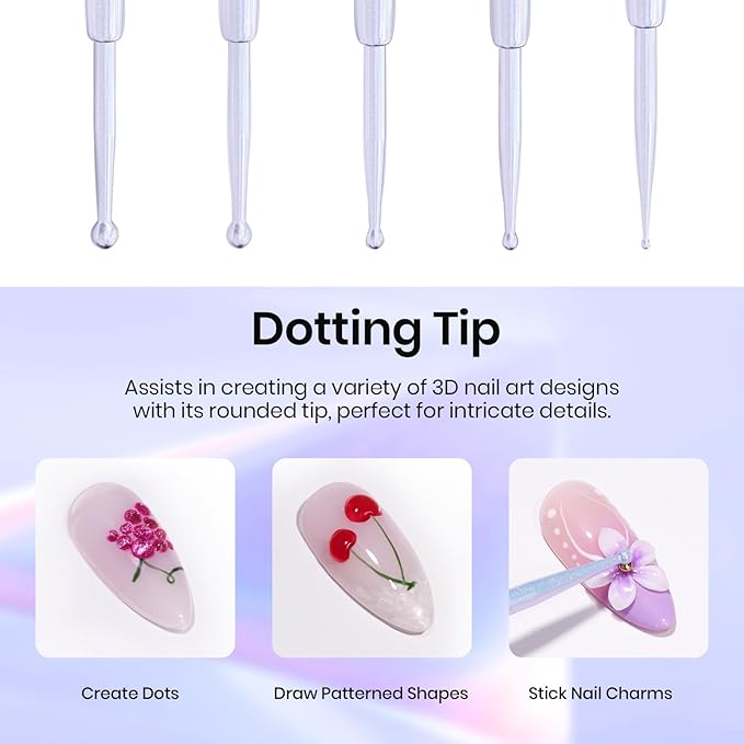 Beetles 5PCS Nail Art Dotting Tools Nail Art Sculpture Pen, Dual-Head Resin Nail Art Tools, Carving Drawing Tool, Silicone Brushes Set Pottery Clay Sculpting Tools Modeling Painting Tool DIY Art-BrightBean Baby