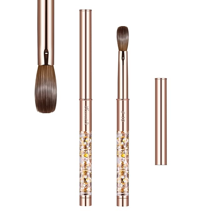 Acrylic Nail Brush Size 10,KEMEISI 100% Pure Kolinsky Nail Art Brushes Sturdy Handle Oval Shaped Acrylic Powder Nail Design Tools for Professional Manicure DIY Home Salon (Gold)-BrightBean Baby