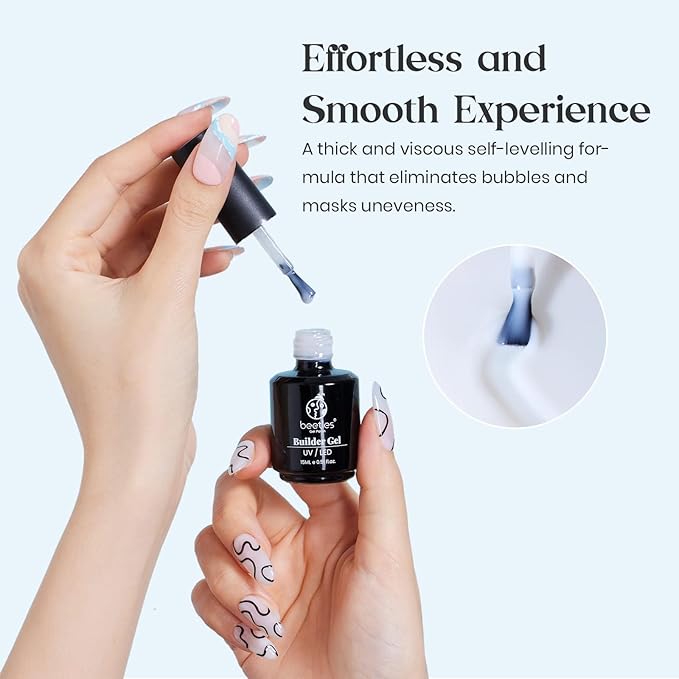 Beetles Milky White Builder Gel for Nails 7 in 1 Strengthener Gel for Nail Extension Building Nail Apex DIY at Home Beauty Gift Sets for Women,Base Coat Need-BrightBean Baby