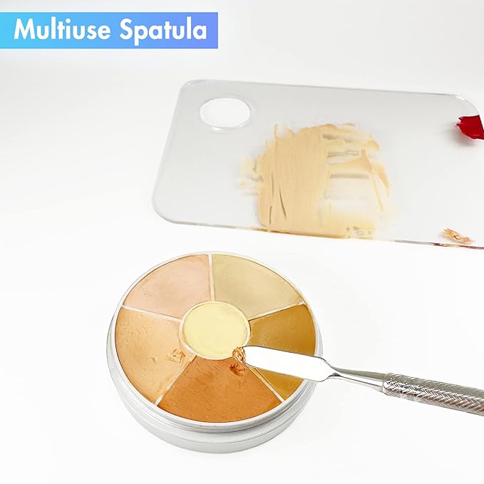 Stainless Steel Foundation Spatula with Makeup Mixing Palette, Foundation Makeup Tray Acrylic Makeup Palette Cosmetic Nail Art Color Mixing Tool Make Up Spatula, Pack of 4-BrightBean Baby