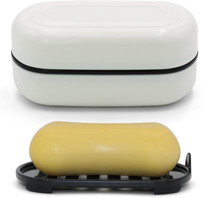 Travel Soap Container, Leakproof Soap Box, Travel Soap Holder with Removable Draining Layer, Portable Soap Case for Traveling, Camping, Gym (White, 1 Pack)-BrightBean Baby