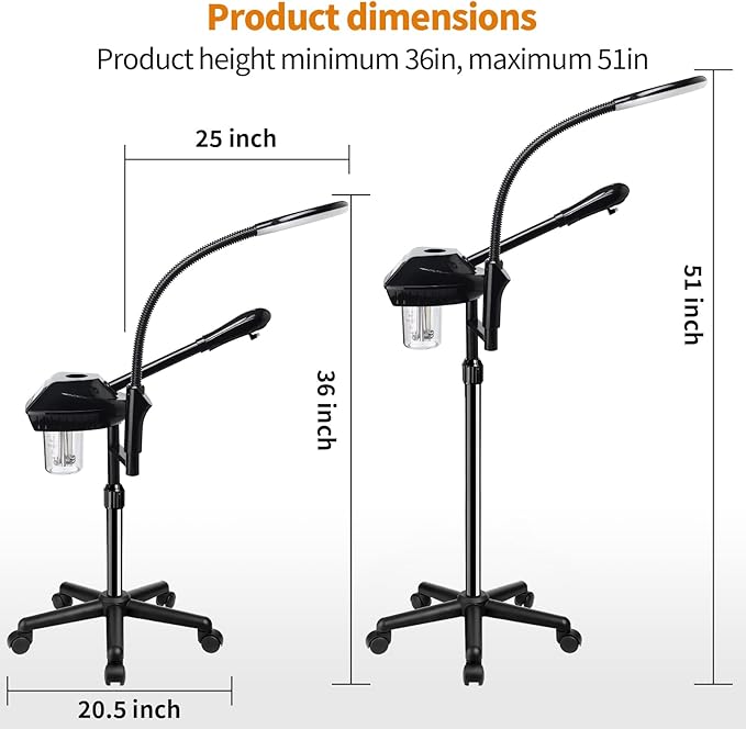 Facial Steamer for Ozone Humidifier Atomizer Attach 5× Magnifier and Light, Professional Face Steamer Clean Skin Firming Pores and Moisturizing Suitable for a Beauty, Spa, at Home-BrightBean Baby