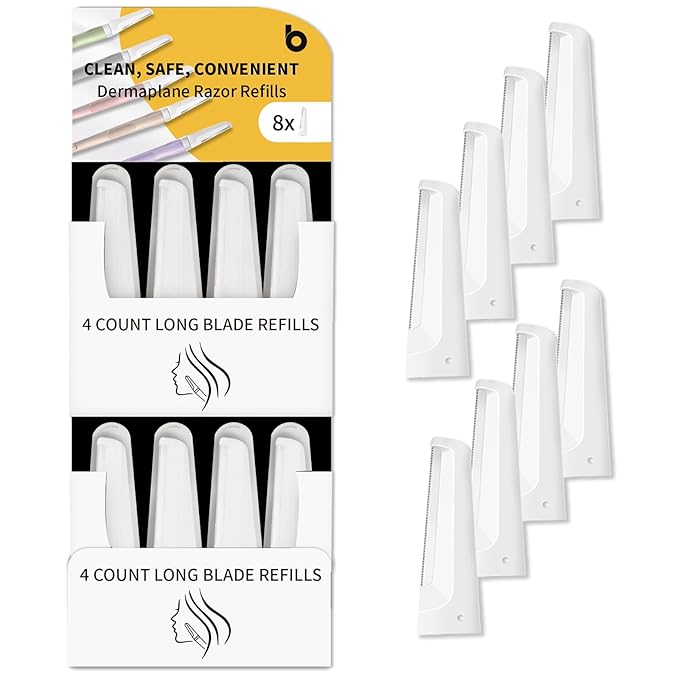 Dermaplane Razor Blades, Dermablade, Safe and Effective Removal Women Facial Peach Fuzz, Gentle Skin Exfoliation Blades, 8 Long Dermaplaning Blades-BrightBean Baby