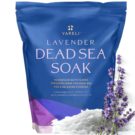 Magnesium Flakes, 5lb Lavender, Dead Sea Bath and Foot Soak, Alternative to Epsom Salt with Over 250,000mg of Magnesium Chloride Per Bag-BrightBean Baby