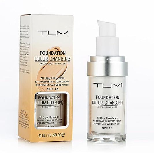 TLM Foundation Color Changing,TLM Colour Changing Liquid Foundation Hides Wrinkles & Lines,BB Cream Makeup Base Concealer Cover Moisturizing Fluid for all Skin Tone SPF15(30ML)-BrightBean Baby