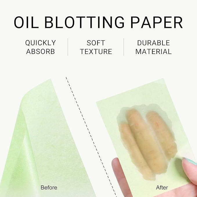 KYDA 200 Sheets Oil Blotting Paper with Mirror and Puff, Refills Included, Face Oil Absorbing Sheets, Oil Control Paper, Absorb Excess Oil, Makeup Friendly-BrightBean Baby