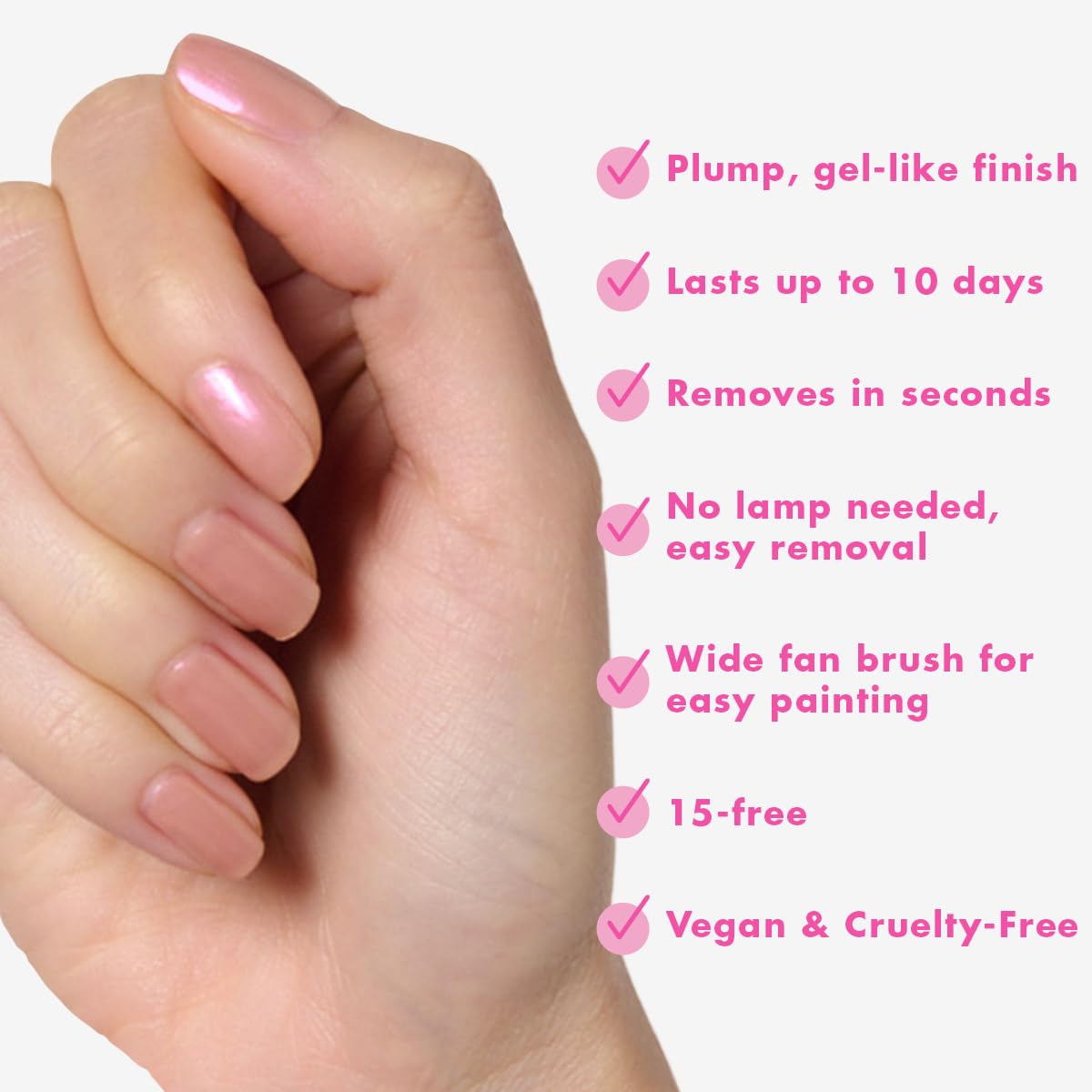 Olive & June Long Lasting Nail Polish | Plump Gel-Like Finish No Lamp Needed | Lasts up to 10 days | Salon-Quality at Home | 15-Free Vegan Cruelty-Free Chip-Resistant | Sandy Scallop Golden Iridescent-BrightBean Baby