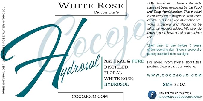 Dr Joe Lab White Rose Water Hydrosol - Pure Natural Distilled Bulgarian Rosewater Non-GMO Vegan Hydrating Toning Spray Mist Face Hair Skin Pores Locs Dreads - Packaging May Vary (32 oz)-BrightBean Baby