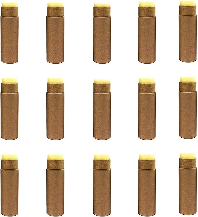12 Pcs 0.3 Oz Paperboard Lip Balm Tubes 10ml Empty Cardboard Krafts Tubes Lipstick Tube Refillable Lip Gloss Container Solid Perfume Tubes Chapstick Container for DIY Cosmetic Samples Deodorant(Brown)-BrightBean Baby