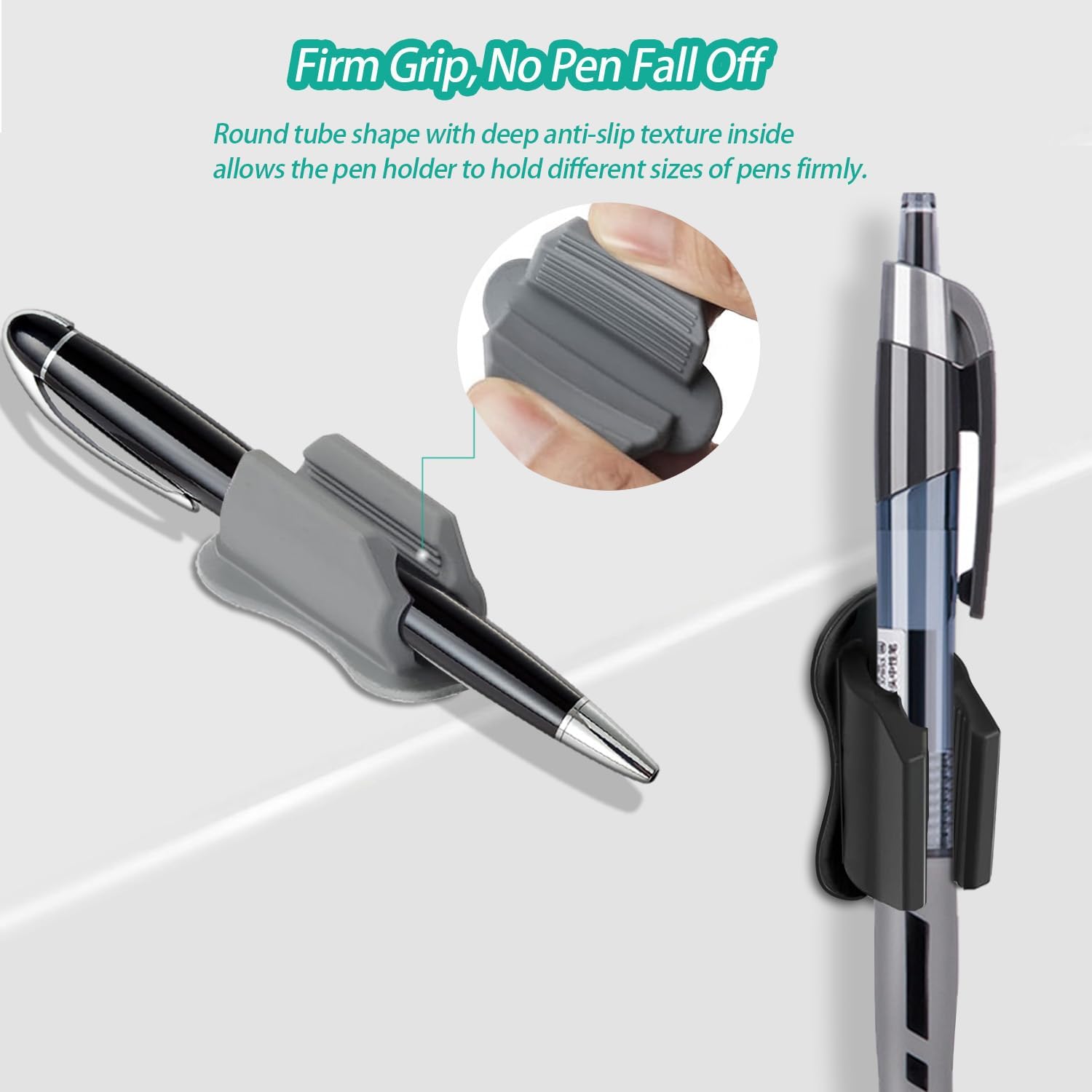 Adhesive Pen Holder for Wall Pencil Holder for Desk Organizer, 6Pack Silicone Pen Holders for Clipboard, Marker Holder Sticky Pen Holder for Desk, Office Supplies Stylus Holder Pen Organizer (6 grey)-BrightBean Baby