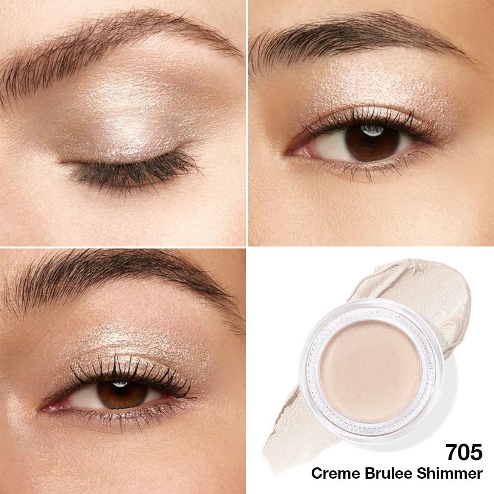 Kaely Single Cream Eyeshadow Pot, Creme Brulee Shimmer Eye Shadow for Older Women High Pigmented Waterproof, Natural Eyeshadow Palette Makeup Brightener, sombras en crema para ojos, Blendable, 705-BrightBean Baby