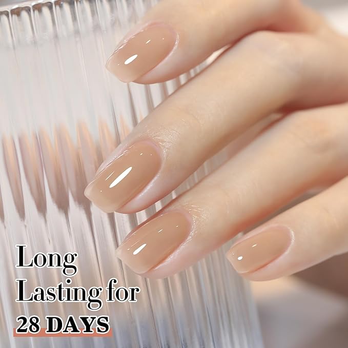 Double Rhythm 0.50 OZ Translucent Gel Polish Same Color Same Bottle Sheer Pastel Neutral Natural Milky 15 ML Jelly UV Nail Art DIY at Home (Translucent Tea-A1496)-BrightBean Baby