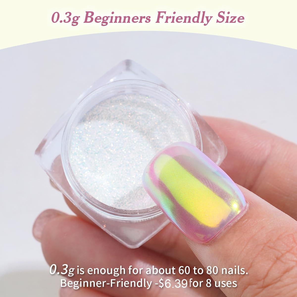Pretty Diva Aurora Chrome Nail Powder - 0.3g Aurora Mermaid Unicorn Iridescent Chrome Powder for Nails-BrightBean Baby