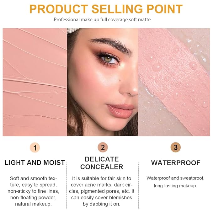 Pot Concealer with Makeup Brush Set,Tattoo Color Correcting Concealer,Full Face Color Correcting Conceal Foundation,Under Eye Concealer Brightener Dark Eye Ring corrector de ojeras (04-LIGHT)-BrightBean Baby